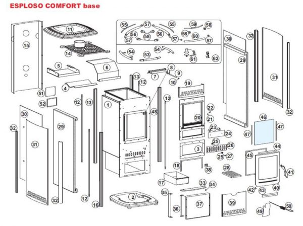 Onderdelen tekening Italiana Camini Comfort